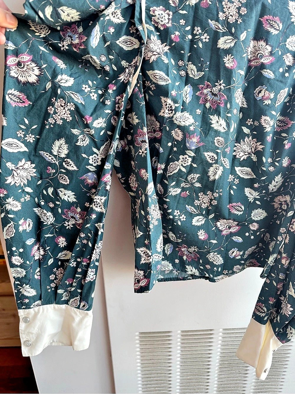 Isabel Marant Celwood Dark Green Floral Puff Sleeve Blouse Size EU 40 US L - Picture 6 of 8
